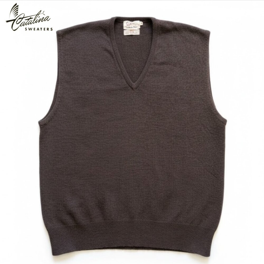 Catalina VTG Men's Cashmere Wool Blend Knit Vest Brown Eclectic Grandpa | Sz 42
